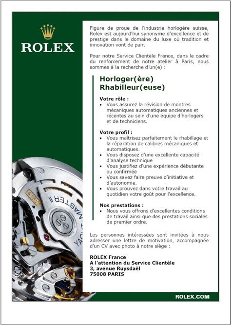 comment travailler chez rolex